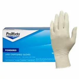 Safety Zone® Gloves Medium (MED) Natural 5MIL Micro Texture Latex Powdered 100 Count/Box 10 Box/Case