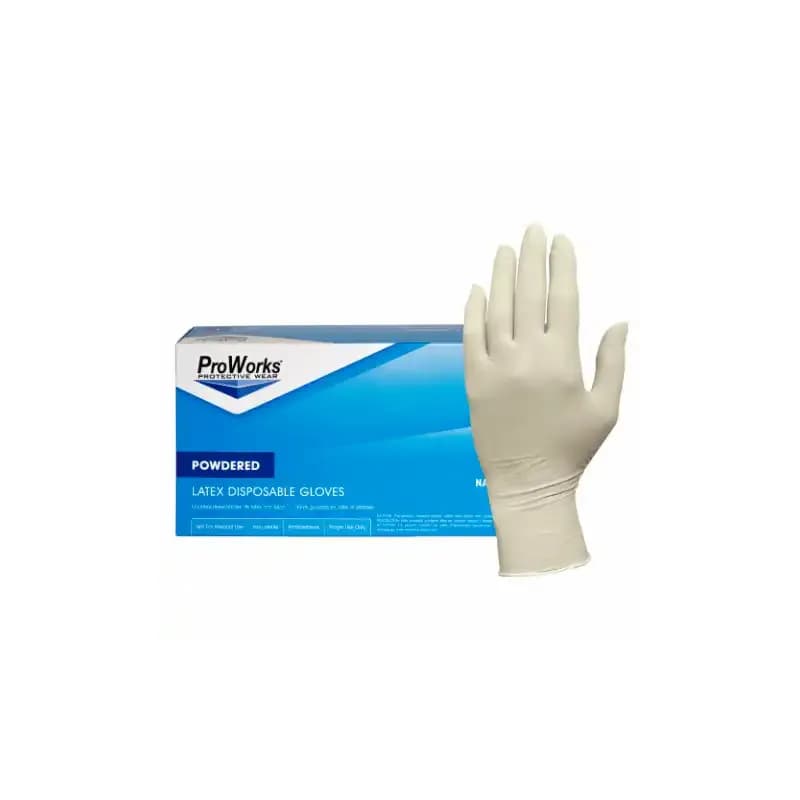 Safety Zone® Gloves Medium (MED) Natural 5MIL Micro Texture Latex Powdered 100 Count/Box 10 Box/Case