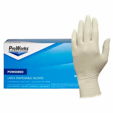 Safety Zone® Gloves Medium (MED) Natural 5MIL Micro Texture Latex Powdered 100 Count/Box 10 Box/Case