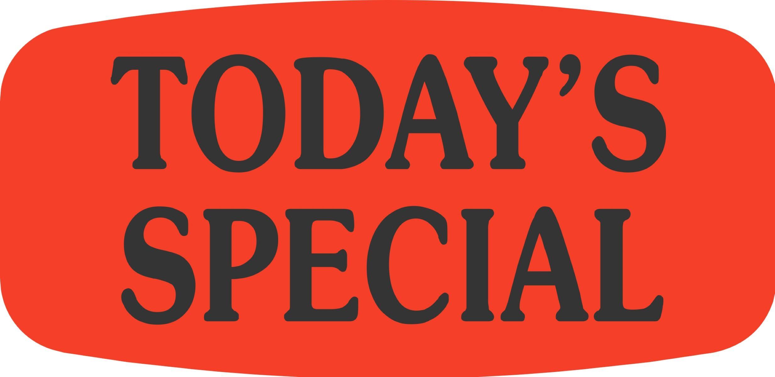 Today's Special Label Black Fluorescent Red Short Oval Dayglo 1000 Count/Roll 50 Rolls/Case 50000 Count/Case