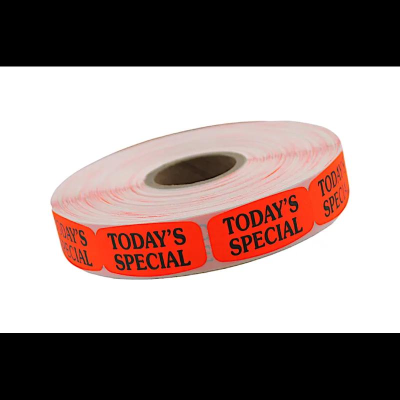 Today's Special Label Black Fluorescent Red Short Oval Dayglo 1000 Count/Roll 50 Rolls/Case 50000 Count/Case