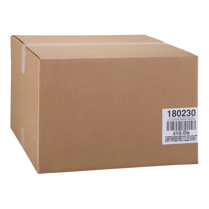 Earth Wise Beverage Napkins 10X10 IN 5X5 IN Kraft Paper 2PLY 3000/Case