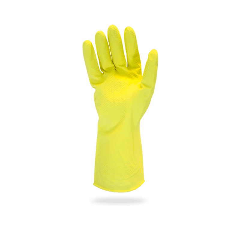 Safety Zone® Gloves Large (LG) Yellow Chlorinated 20MIL Latex Flock Lined Rolled Cuff 12 Count/Pack
