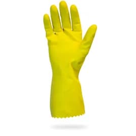 ProWorks® Gloves Medium (MED) Yellow 18MIL Latex Flock Lined Pinked Cuffs Diamond Grip 12 Count/Pack 10 Packs/Case