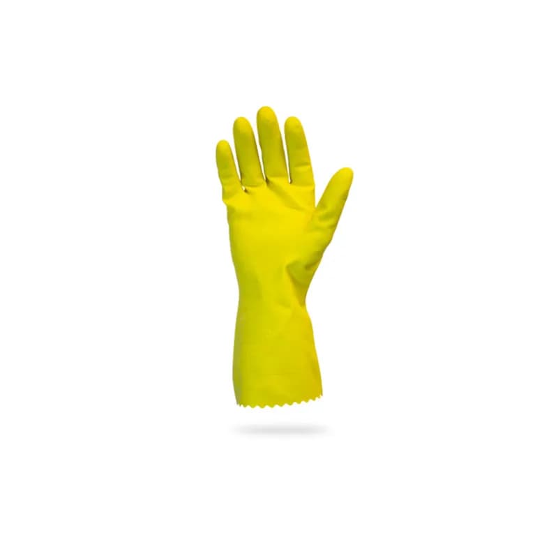 ProWorks® Gloves Medium (MED) Yellow 18MIL Latex Flock Lined Pinked Cuffs Diamond Grip 12 Count/Pack 10 Packs/Case