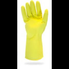 Safety Zone® Gloves Medium (MED) Yellow Chlorinated 20MIL Latex Flock Lined Rolled Cuff 12 Count/Pack 12 Packs/Case