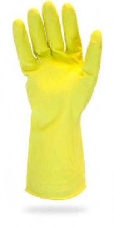 Safety Zone® Gloves Medium (MED) Yellow Chlorinated 20MIL Latex Flock Lined Rolled Cuff 12 Count/Pack 12 Packs/Case