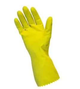 Gloves Medium (MED) Yellow 16MIL Latex Flock Lined Diamond Grip Rolled Cuff 12 Count/Pack 10 Packs/Case