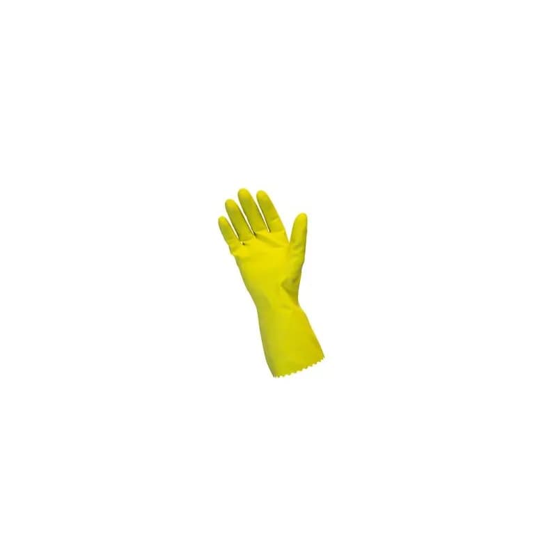 Gloves Medium (MED) Yellow 16MIL Latex Flock Lined Diamond Grip Rolled Cuff 12 Count/Pack 10 Packs/Case
