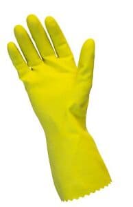 Gloves Medium (MED) Yellow 16MIL Latex Flock Lined Diamond Grip Rolled Cuff 12 Count/Pack 10 Packs/Case