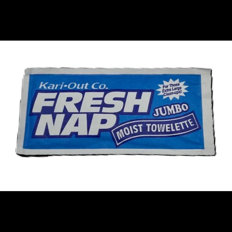 Fresh Nap™ Moist Towelette Jumbo 8X8 IN Lemon Blue White Individually Wrapped Quick Dry Single Use 500/Case