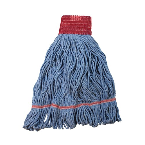 Impact® Mop Head Large (LG) Blue Red Cotton Synthetic Blend Saddle Loop End 5IN Mesh Headband Tailband 12 Count/Case