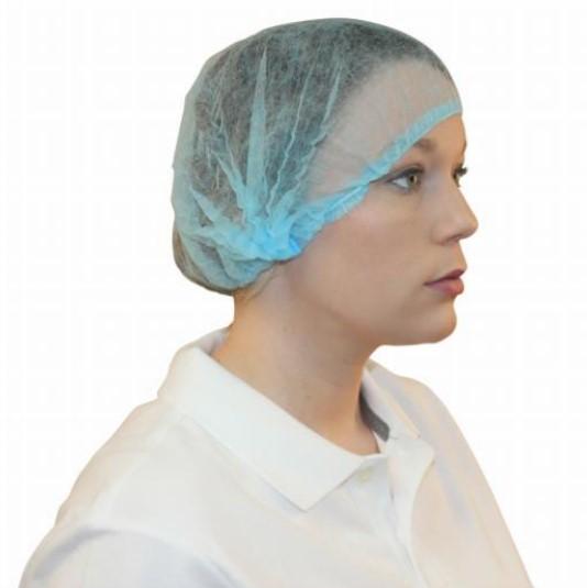 Bouffant Cap 24 IN Blue Pleated PP 100 Count/Bag 10 Bags/Case