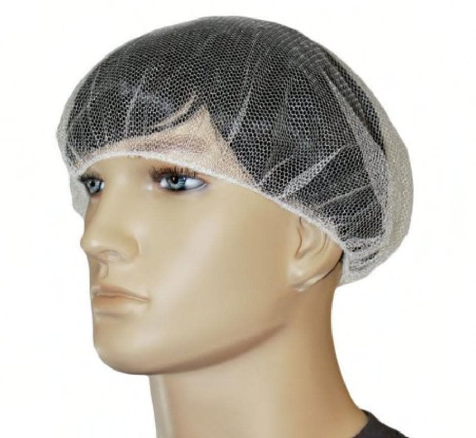 Hairnet 28 IN White Heavyweight Polyester Mesh 100 Count/Bag 10 Bags/Case