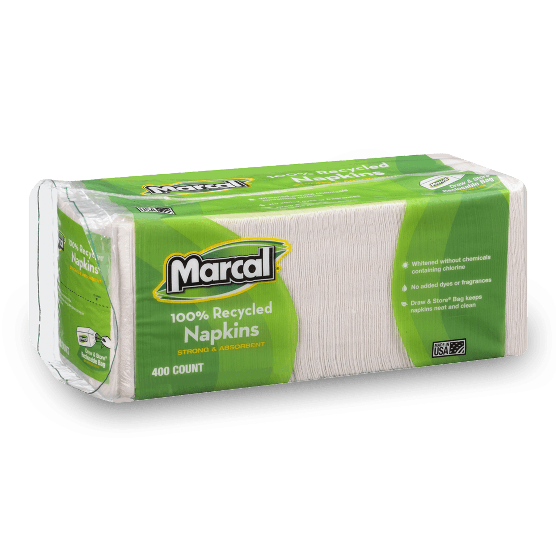 Luncheon Napkins 12X12 IN White Paper 1/4 Fold 400/Pack