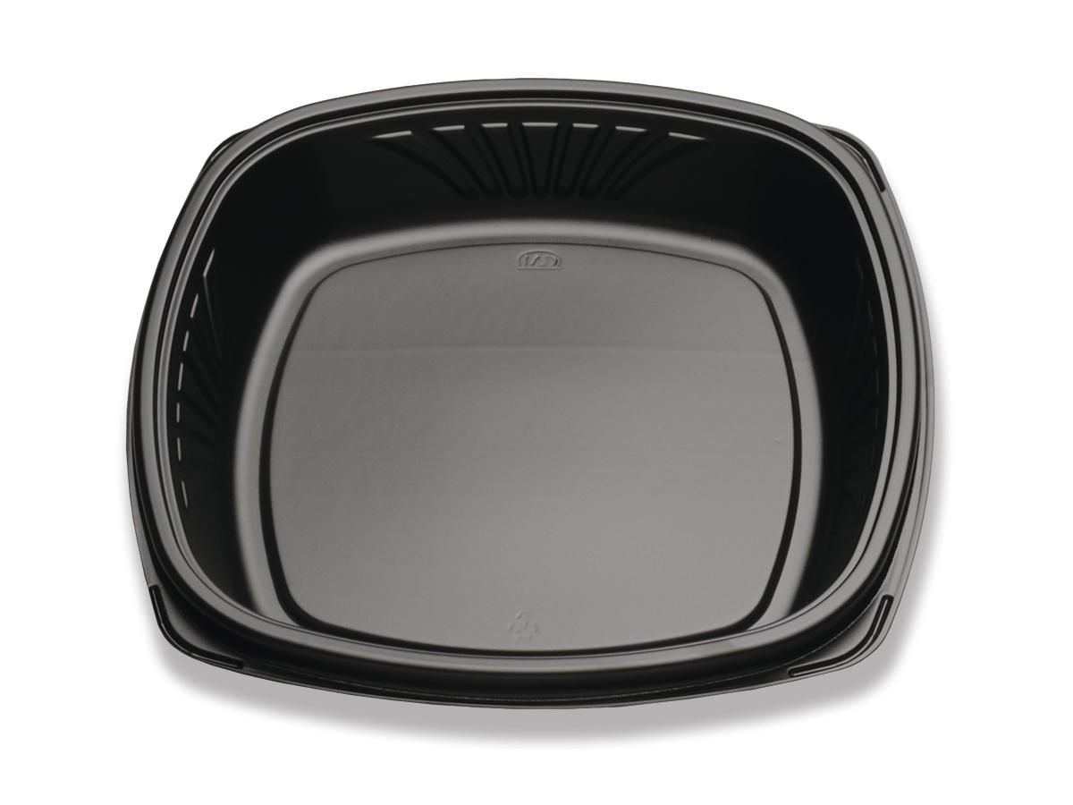 Forum® Take-Out Container Base 12X12 IN PS Black Square Deep 60/Case