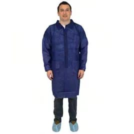 Safety Zone® Lab Coat XXXXL Blue Spunbond Polypropylene Elastic Wrists 40 Gram 3 Pockets 30/Case