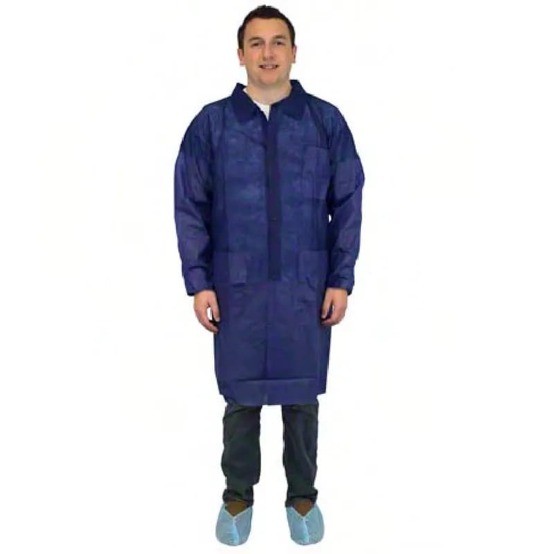 Safety Zone® Lab Coat XXXXL Blue Spunbond Polypropylene Elastic Wrists 40 Gram 3 Pockets 30/Case