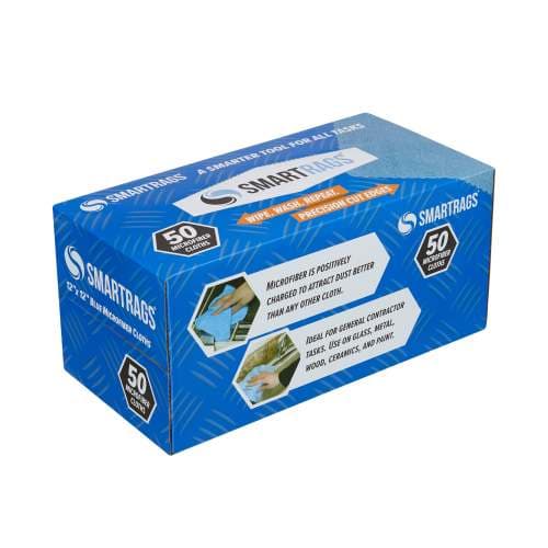 HOSPECO® Smart Rags Cleaning Cloth 12X12 IN Microfiber Blue 18 Gram Seamless Lint-Free Economy 50 Count/Box 8 Box/Case
