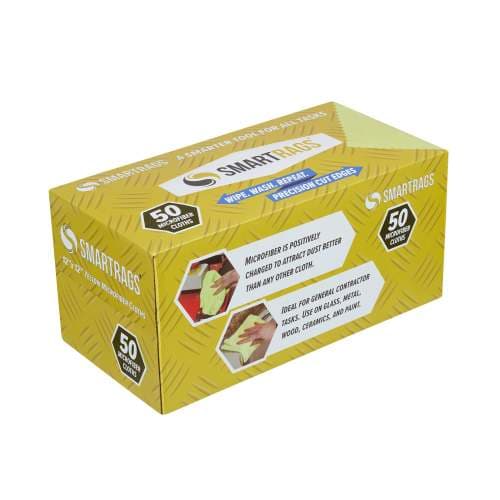 HOSPECO® Smart Rags Cleaning Cloth 12X12 IN Microfiber Yellow 18 Gram Seamless Lint-Free Economy 50 Count/Box 8 Box/Case