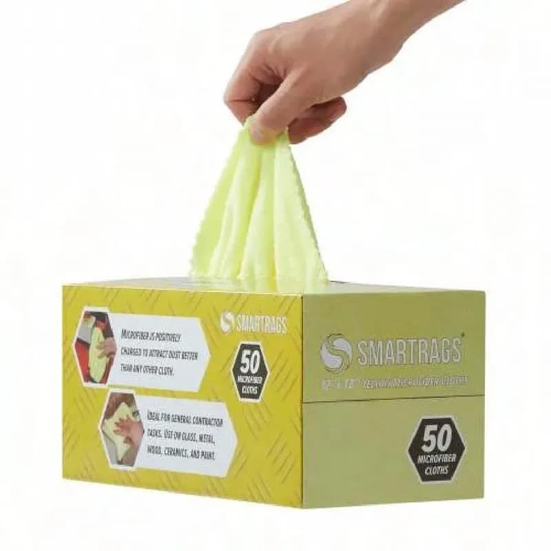 HOSPECO® Smart Rags Cleaning Cloth 12X12 IN Microfiber Yellow 18 Gram Seamless Lint-Free Economy 50 Count/Box 8 Box/Case