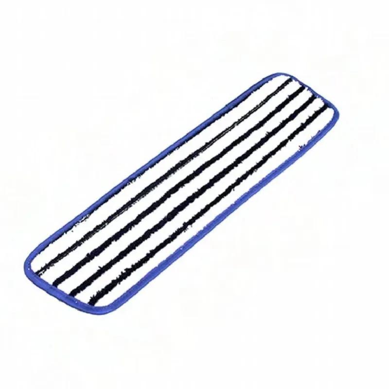 Finish Mop 18 IN Blue White Microfiber Flat Looped Hook and Loop Back 12 Count/Bag 10 Bags/Case