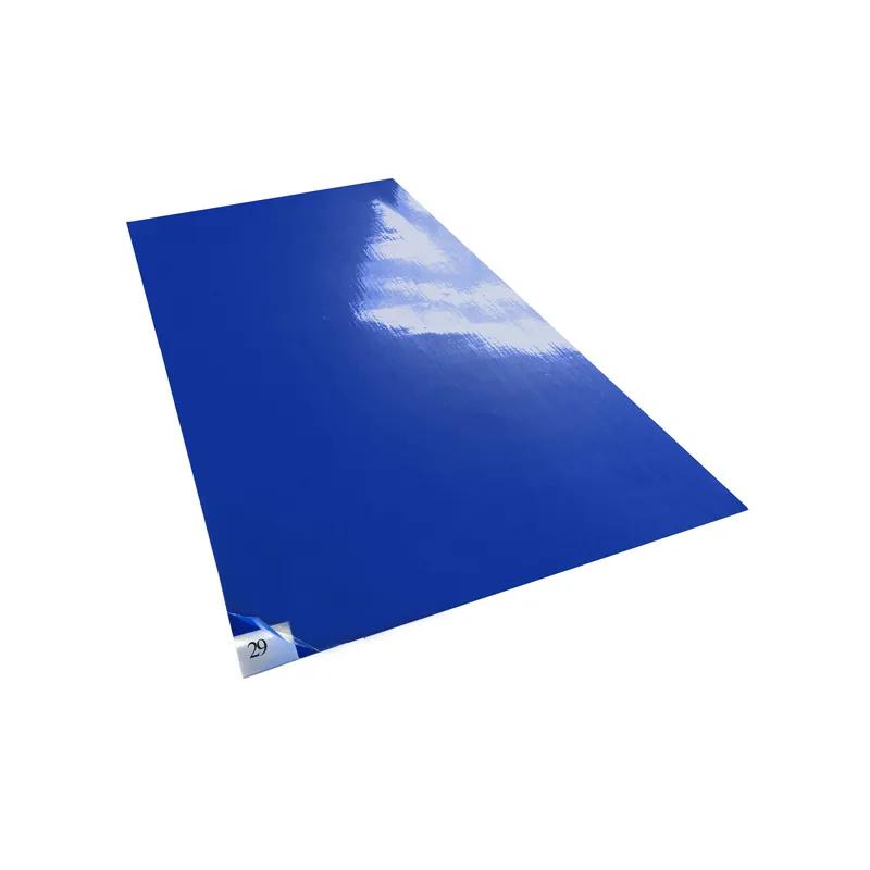 Tacky Traxx Floor Mat 36X45 IN Blue Rubber Adhesive Peel-Off Sheets Numbered Corner Tabs 30 Cnt/Pack 4 Packs/Case