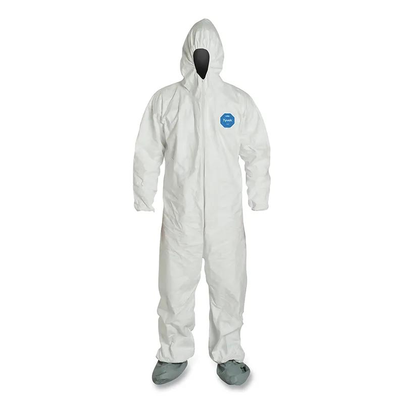 Tyvek® Coveralls XL White Tyvek® High-Density Polyethylene (HDPE) Zippered Front Serged Seams 25/Case