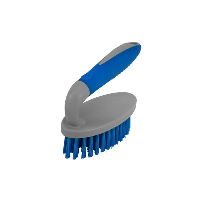 Impact® Scrub Brush PET Gray Blue Ergonomic Firm Bristles Iron Shaped 6 Count/Case