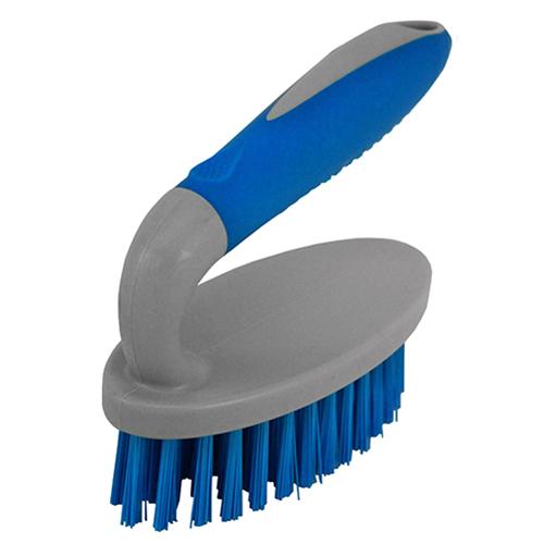 Impact® Scrub Brush PET Gray Blue Ergonomic Firm Bristles Iron Shaped 6 Count/Case