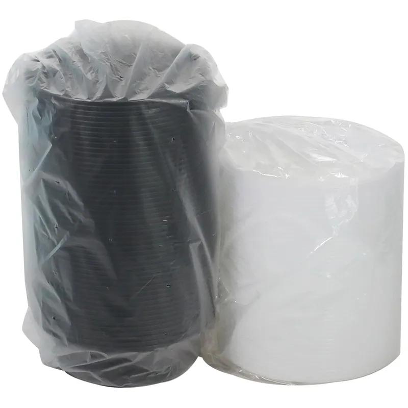 Take-Out Container Base & Lid Combo With Dome Lid 32 OZ PP Black Clear Round 150/Case