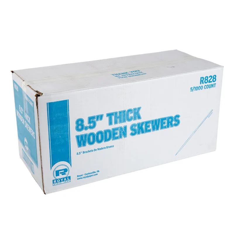 Food Skewer 8.5 IN Wood Round Assorted Brown Thick 5000/Case