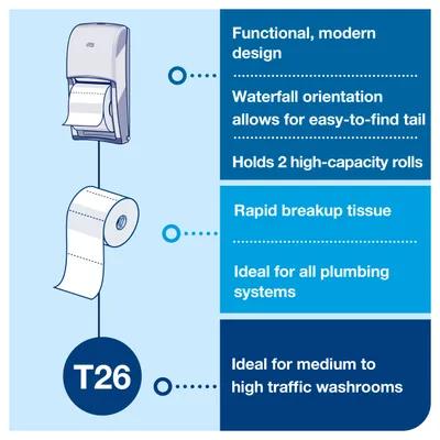 Tork Toilet Paper Dispenser 6.46X6.3X14.2 IN Plastic Wall Mount Black Double Roll Horizontal High Capacity 1/Each