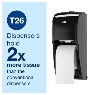Tork Toilet Paper Dispenser 6.46X6.3X14.2 IN Plastic Wall Mount Black Double Roll Horizontal High Capacity 1/Each