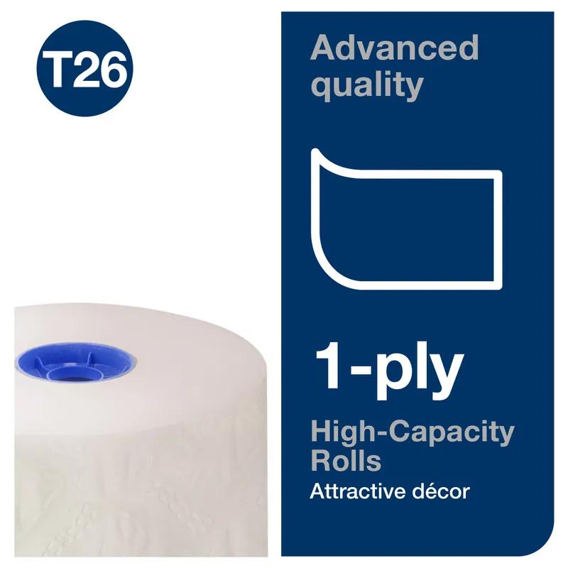 Tork Toilet Paper & Tissue Roll T26 3.75X3.77 IN 625 FT 1PLY White High Capacity Embossed Refill 2000 Sheets/Roll