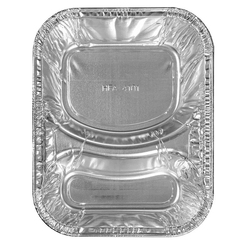 Cafeteria & School Lunch Tray 6.5X5X1.25 IN 2 Compartment Aluminum Silver Oblong 1000/Case