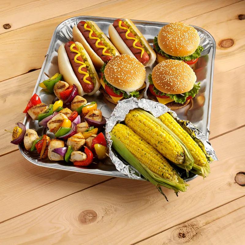 Cafeteria & School Lunch Tray 6.5X5X1.25 IN 2 Compartment Aluminum Silver Oblong 1000/Case