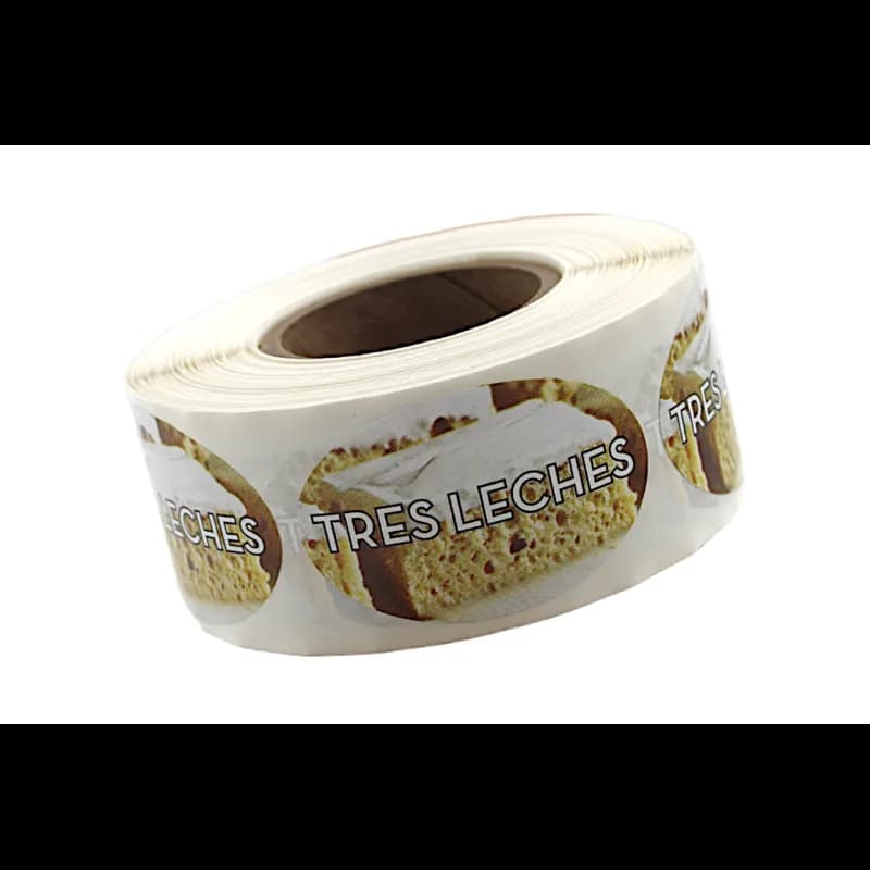 Tres Leches Bakery Flavor Label 1.25X2 IN Oval 4 Color Process 500 Count/Roll 20 Rolls/Case 10000 Count/Case