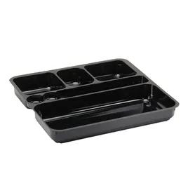 BonFaire® Cold Take-Out Container Insert 4 Compartment PET Black Rectangle Square 100/Case