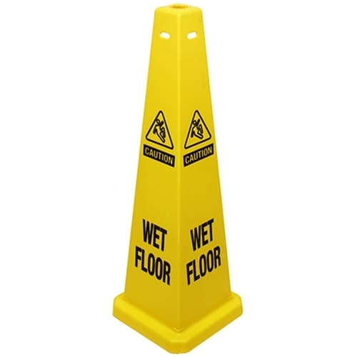 Impact® Wet Floor Sign 36 IN Yellow Black Plastic 4-Sided 5 Count/Case