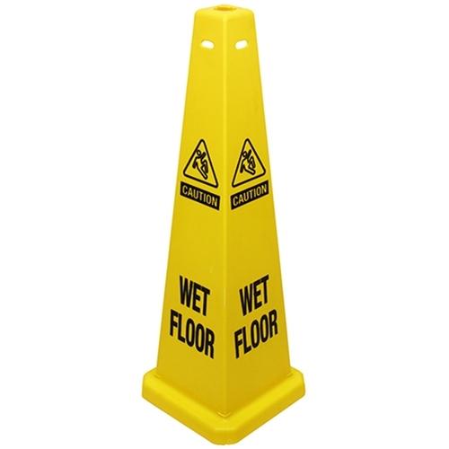 Impact® Wet Floor Sign 36 IN Yellow Black Plastic 4-Sided 5 Count/Case
