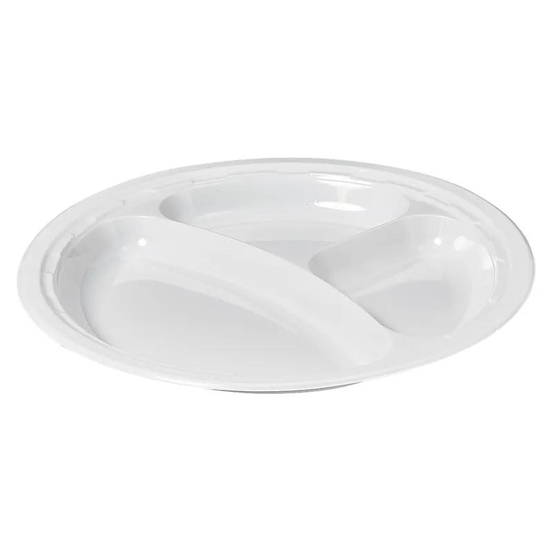 Plastic Plus Plate 11 IN 3 Compartment Plastic 50 Count/Pack 10 Packs/Case 500 Count/Case