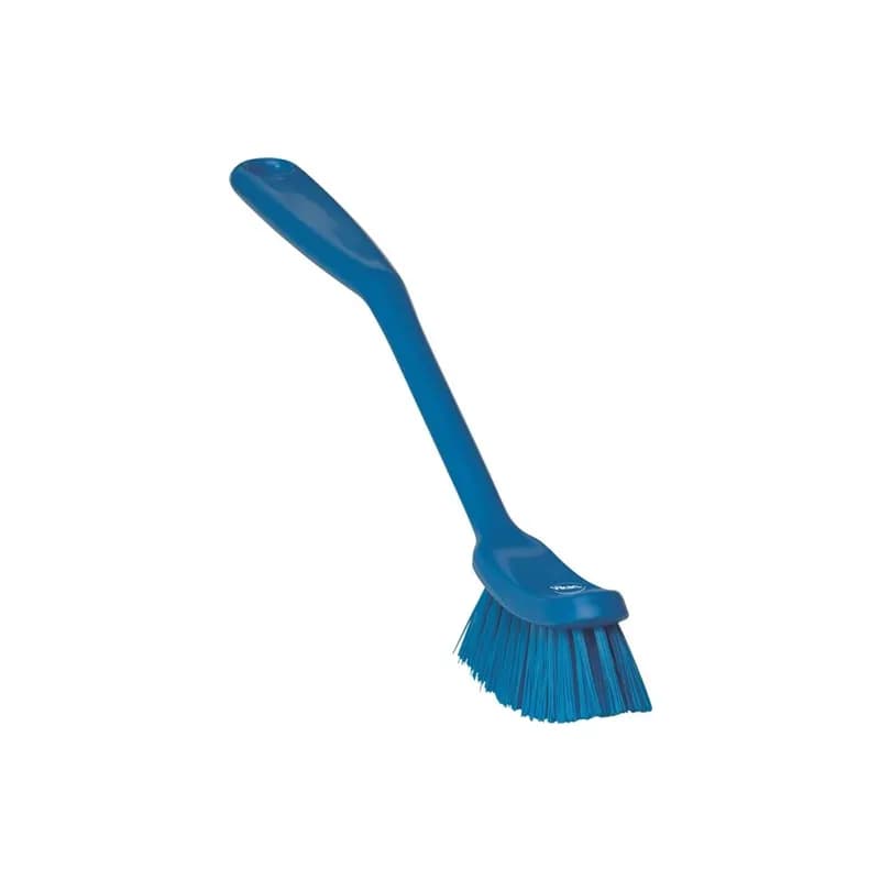 Vikan® Dishes Brush 11.4X1X2.6 IN PP Polyester Stainless Steel Blue Narrow Medium 1/Each