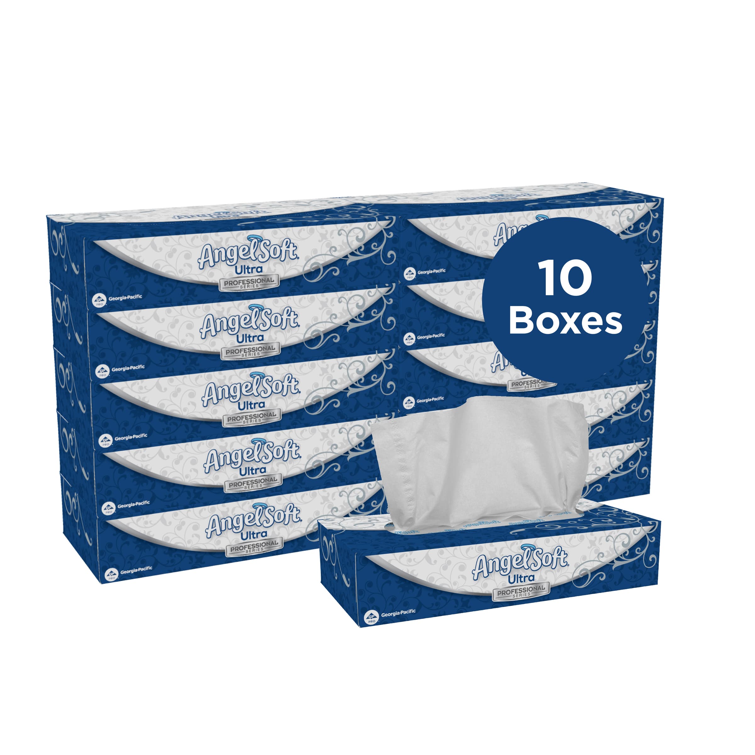 Angel Soft Professional® Facial Tissue 8.4X7.5 IN 2PLY White 126 Sheets/Pack 10 Packs/Case 1260 Sheets/Case
