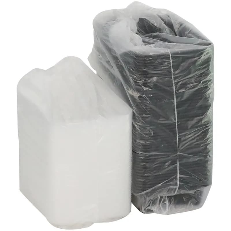 Take-Out Container Base & Lid Combo With Dome Lid 38 OZ PP Black Clear Rectangle 150/Case