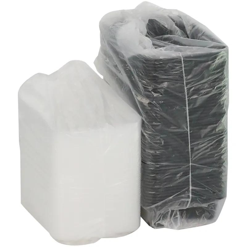 Take-Out Container Base & Lid Combo With Dome Lid 38 OZ PP Black Clear Rectangle 150/Case