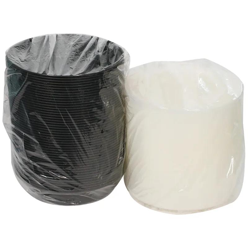 Take-Out Container Base & Lid Combo With Dome Lid 48 OZ PP Black Clear Round 150/Case