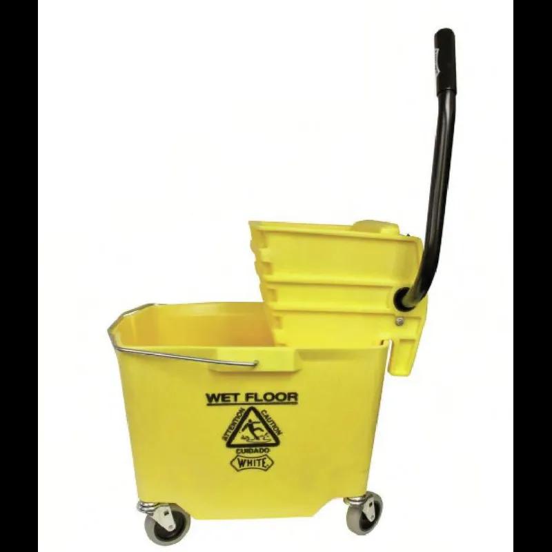 Mop Bucket & Wringer 26-35 QT Polyethylene Foam Yellow Side Press 1/Each