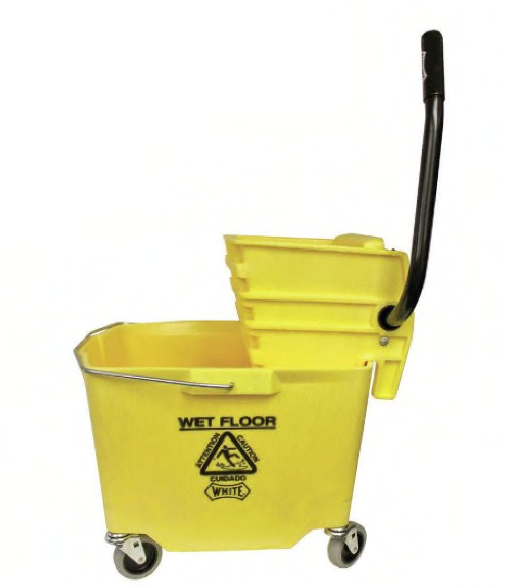 Mop Bucket & Wringer 26-35 QT Polyethylene Foam Yellow Side Press 1/Each