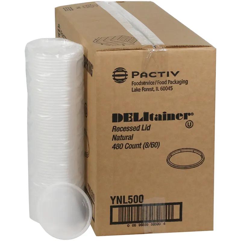 Lid Flat 4.7X0.4 IN 1 Compartment PE Clear Round For 8-32 OZ Deli Container Unhinged Recessed 480/Case